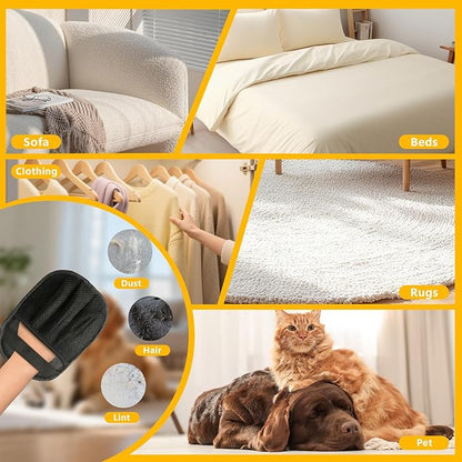 Pet Hair Removal Glove for Dogs and Cats,Upgraded Reusable Five-Finger Electrostatic Pet Hair Glove,Reusable Pet Hair Remover Tool for Couch, Carpet, Car Seat, Laundry & Clothing