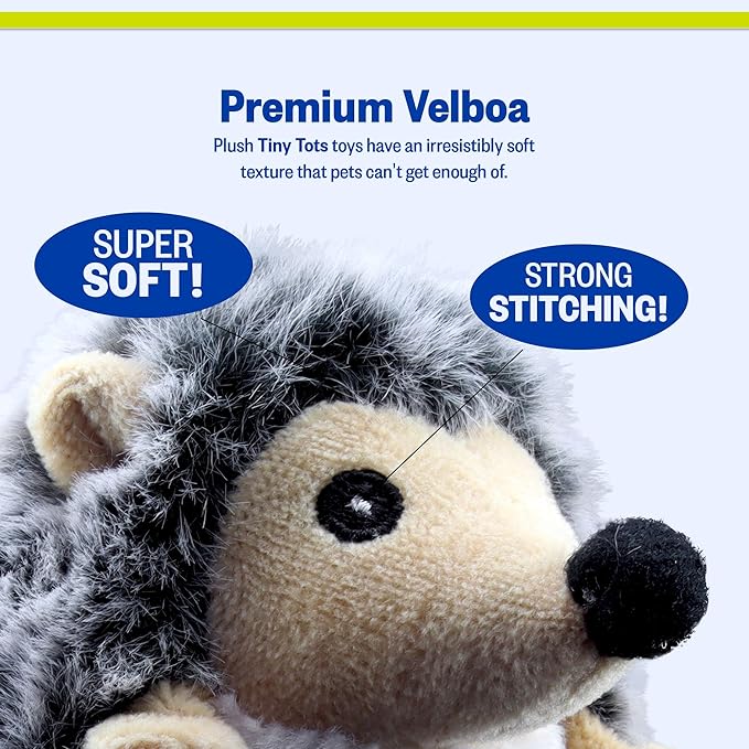 PetSport Tiny Tots Little Hedgie - Hedgehog Stuffed Animal Dog Toy with Squeaker, Interactive Puppy Toy, Squeaky Plush - Little Hegdie (Pack of 1)