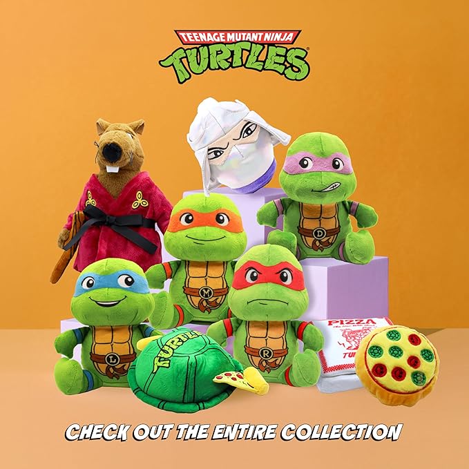 design LAB, Inc. Teenage Mutant Ninja Turtle Official Merchandise | TMNT Toys Squeaky Plush Dog Toy | Stuffed Animal Turtle Squeaks for Interactive Play | 2-Pack Leonardo & Raphael