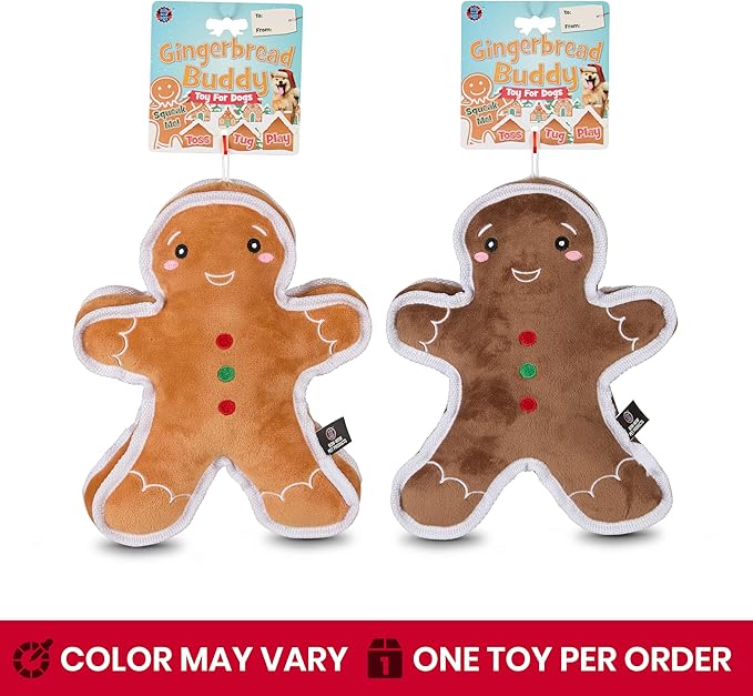 Bow Wow Pet Holiday Gingerbread Gusset Squeaky Plush Dog Toy