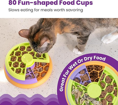 Catstages Kitty Lickin' Layers Interactive Cat Slow Feeder Treat Puzzle Toy, Dry or Wet Food, Mental Stimulation, Foraging Toy with 80+ Compartments