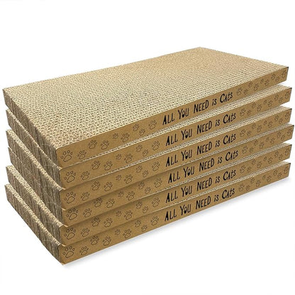 AccEncyc Cardboard Cat Scratcher Pads Cat Scratching Board for Indoor 16.5”Lx8.3”Wx1”H Dual-Side Corrugated Cats Scratching Post Reusable Cats Supplies - 6 Pack