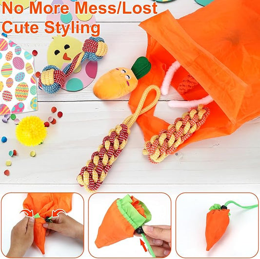 BABORUI 9PCS Easter Dog Toys Set - Interactive Dog Chew Rope Toys & Squeaky Dogs Toys & Dogs Easter Outfit, Dog Easter Toys Gift for Puppy/Small/Medium/Large