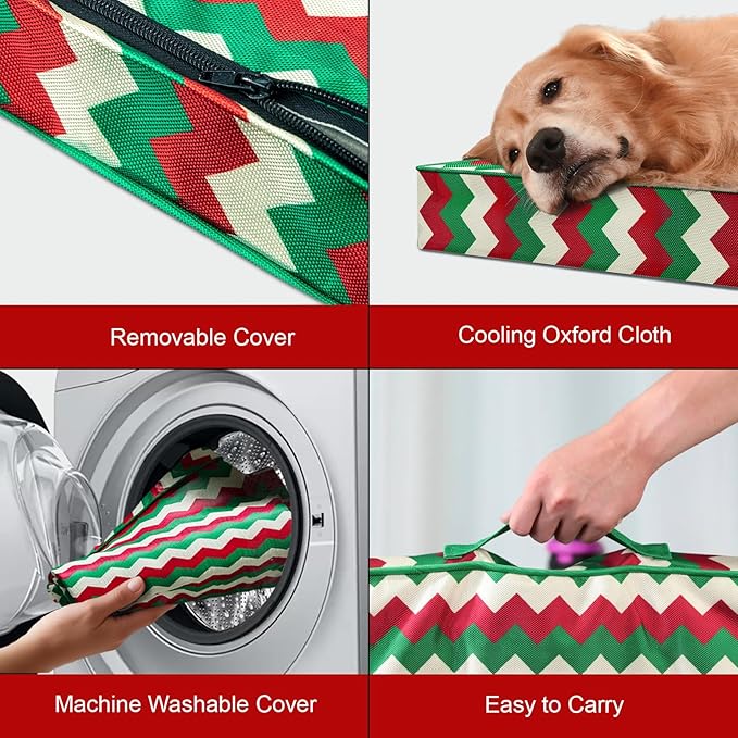 Orthopedic Dog Bed for Large Dogs, Big Waterproof Dog Bed Washable Pet Bed for Large Sized Dogs with Egg Crate Foam Pet Bed Mat, Removable Oxford Cooling Cover, Stripe