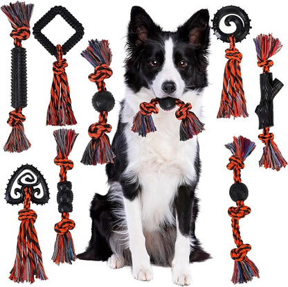 BINGPET Cotton Rope Toys 8 Pack - Interactive Dog Toys for Small Medium Dogs, Puppy Chew Toys, Teething, Tug of War, Training