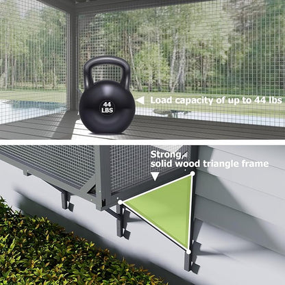 Catio Outdoor Cat Enclosure Window Perch for Sunbathing, Napping, Overlooking Hammock for Safely Enjoying Outdoor Sights - All Weather Use