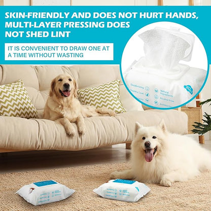 Treela 10 Packs of 800 Dog Wipes Pet Wipes Cat Grooming Supplies for Paws, Butt, Ear, Skin, Eye, Body Cleaning Bath Stain Odor Remover, Home or Travel Use(Coconut)