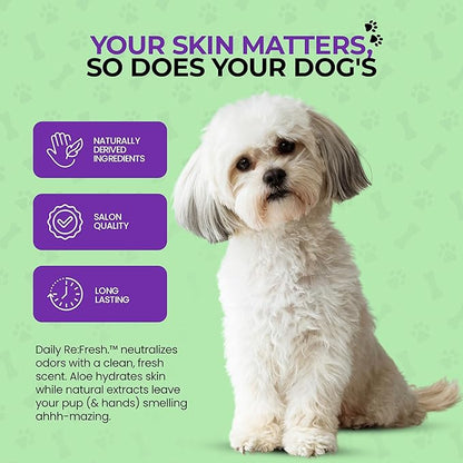 Hydrating Daily Dog Deodorant Spray – Gentle Between Bath Cleansing & Deodorizing Spray for Grooming Dry & Sensitive Skin – Extends Between Bath Time During Cold Weather