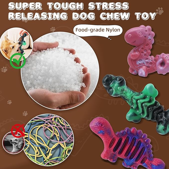 Magicorange 3 Pack Dog Chew Toys for Aggressive Chewers, Nylon Durable Dog Toys, Milk Flavored Tough Chew Toys