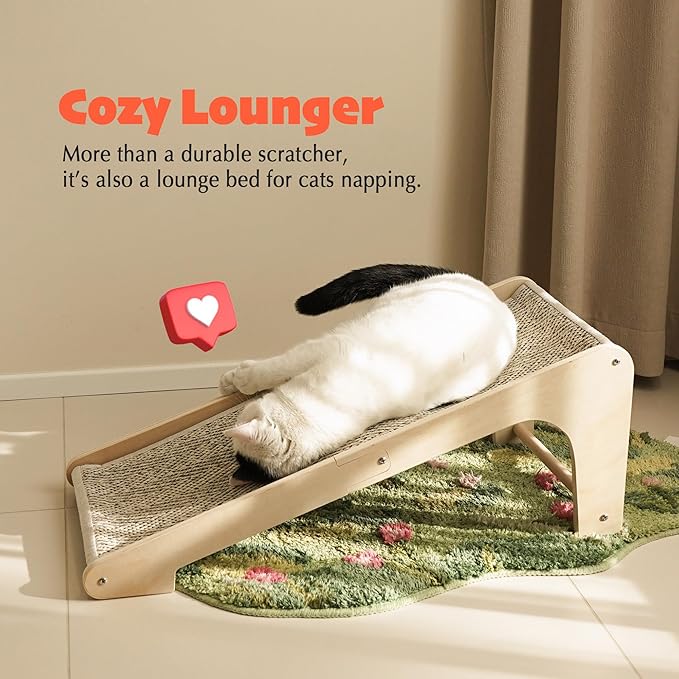 PETKARAY Sisal Cat Scratcher Ramp, L Shaped Scratching Post and Scratch Pad for Indoor Cats, Wall Furniture Protector(Chevron)