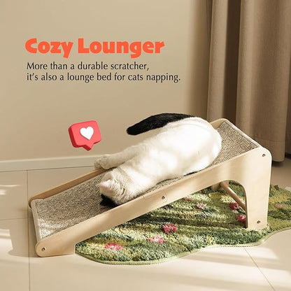 PETKARAY Sisal Cat Scratcher Ramp, L Shaped Scratching Post and Scratch Pad for Indoor Cats, Wall Furniture Protector(Chevron)