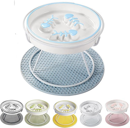 Ceramic Fish-Bone Slow Food Bowl for Cats and Dogs, Dishwasher Safe, Non-Toxic, Engaging Design, Prevents Obesity
