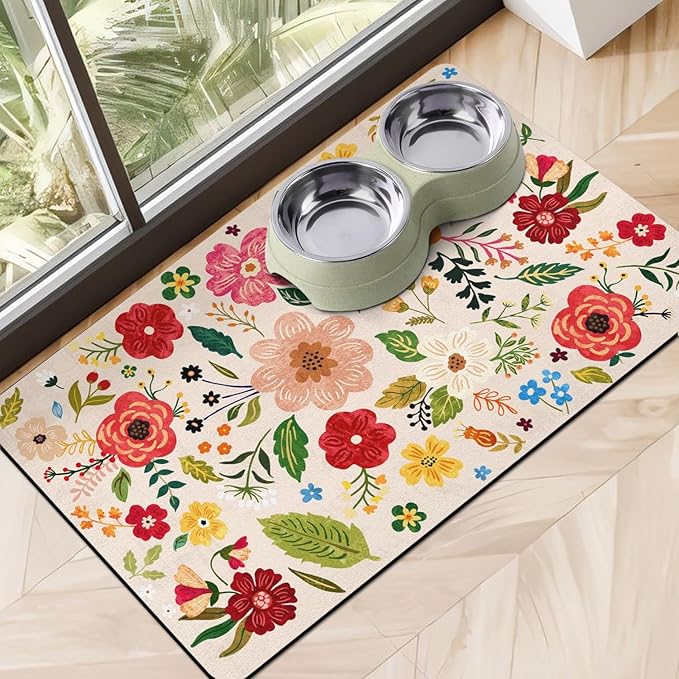 Dog Food Mats for Floors, Absorbent Dog Bowl Mat for Food and Water Dispenser, Quick Dry Cat Food Mat Pet Supplies