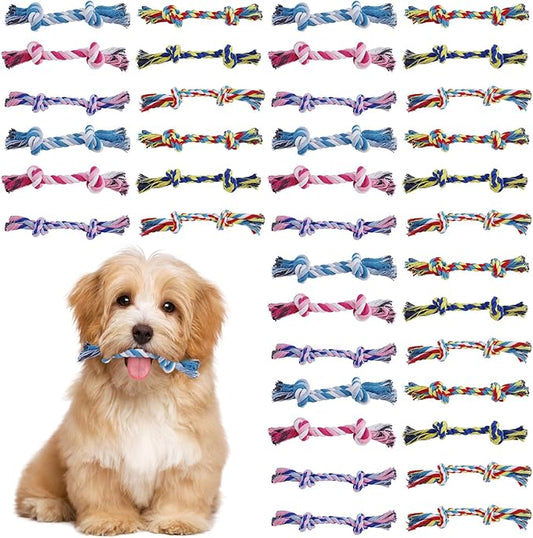 90PCS Dog Rope Toys, Cotton Rope Toy, Multi-Color Ropes Toys for Dogs, Dog Accessories for Small and Medium Dogs, Puppy Essentials (Blue)