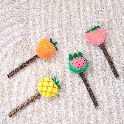 Cat Chew Toys 4 Pack, Silvervine Sticks and Organic Catnip Toys for Indoor Cats, Kitten Teething Chew Stick Toys, Dental Chew Toys for Cats, Interactive Cat Kicker Toys for Kittens and Adults