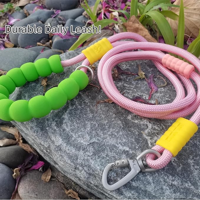 Hands Free Dog Leash,Adjustable Bungee Waist & Crossbody Leash with Comfortable Handle,Heavy Duty Nylon Rope for Small to Large Dogs,Safety Lock for Running,Hiking,Walking (Pink)