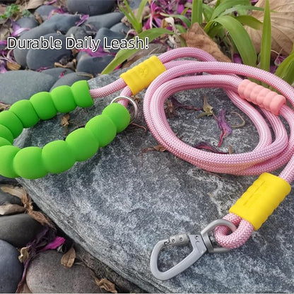 Hands Free Dog Leash,Adjustable Bungee Waist & Crossbody Leash with Comfortable Handle,Heavy Duty Nylon Rope for Small to Large Dogs,Safety Lock for Running,Hiking,Walking (Pink)