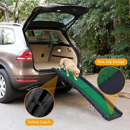 ZENY Portable Folding Dog Ramps for SUV, Truck, Car Ramp Stairs Step Ladder for Pet, Non-Slip Pet Ramp with Raised Siderails