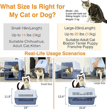 Pets Carrier,Kennel, 23in,Long,Hard-Sided,for Small Dog/Cat up to 20 lb,Suit for Airline/Road Travel (Coffee, Large)