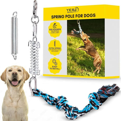 YES4QUALITY Flirt Pole for Dogs, 2 Durable Spring Poles with Strong Dog Rope Toy, Heavy Duty Lure Pole for Dogs of Any Size, Dog Toy for Fun Obedience Training & Exercise, Pull & Tug of War Toy