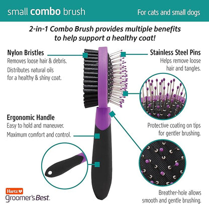 Hartz Grooming Supplies, Groomers Best Combo Brush for Dogs and Professionals 6-in-1 Dog Shampoo and Combo Brush Bundle, Good for All Dogs & Coat Types