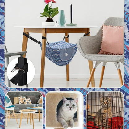Unittype 2 Pieces Cat Cage Hammock Hanging Pet Bed Double Layer Soft Plush Hanging Pet Comfortable Hammock Bed for Indoor Kitten Ferret Hamster Rabbit or Small Animals, 2 Styles(Boho)