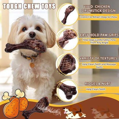 Magicorange Dog Chew Toys for Aggressive Chewers, Indestructible Dog Toy for Medium/Large Breed, Tough Nylon Teething Bone Toy to Keep Them Busy,Bacon and Real Beef Flavor (Beef+Bacon Flavor, 2 Pack)