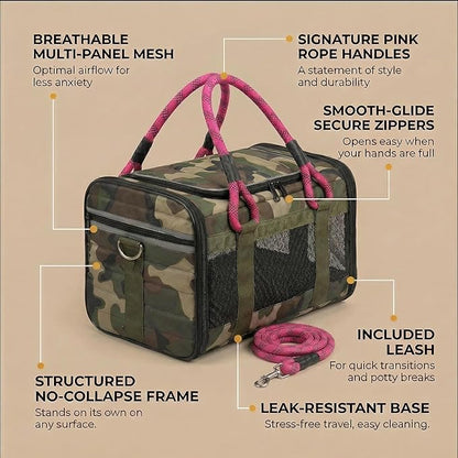 Soft-Sided Dog & Pet Carrier | for Car Rides, Trains, Errands & Daily Outings | Fits Pets Up to 15 lbs | 18" L x 11.5" H | Yorkies, Chihuahuas, Toy Poodles, Maltese & More