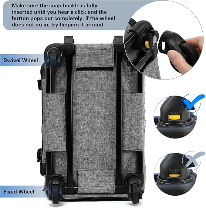 Cozy Cruiser Pet Carrier with Wheels,TSA Airline Approved, Expandable Space, Soft-Sided & Collapsible Design,Rolling Travel Bag with Telescopic Handle for Small Dogs and Cats