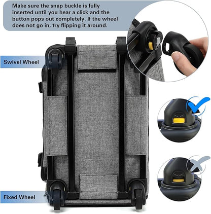 Cozy Cruiser Pet Carrier with Wheels,TSA Airline Approved, Expandable Space, Soft-Sided & Collapsible Design,Rolling Travel Bag with Telescopic Handle for Small Dogs and Cats