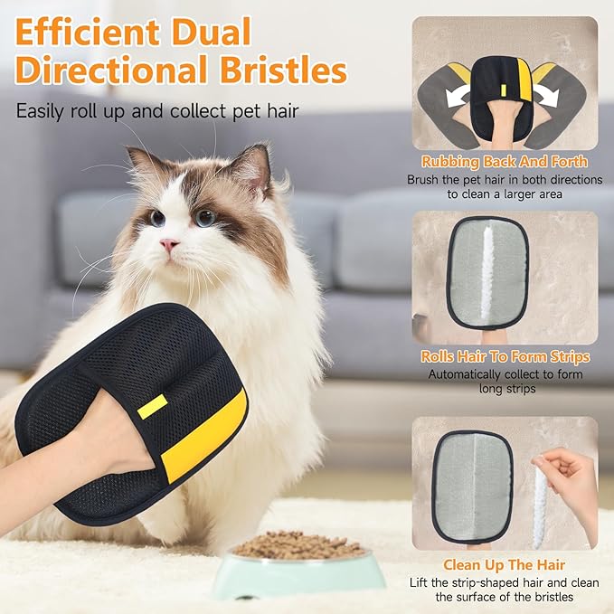 Pet Hair Removal Glove,2 Pcs Newly Upgraded Pet Hair Remover Gloves for Cats & Dogs,9.45″ x 7.1″ Large Electrostatic Pet Hair Gloves,Reusable Pet Hair Remover Tool For Couch Clothes Carpet Car Seat