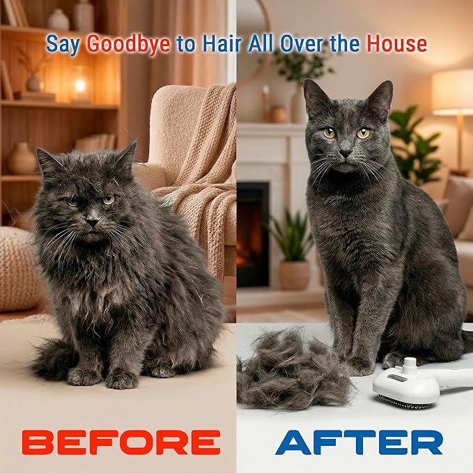 cat steam brush, misty defur comb, steamer hair brushes for indoor cats and other pets (Dogs, rabbit), groomer for shedding, massage, self-cleaning, anti-static, rechargeable grooming tool
