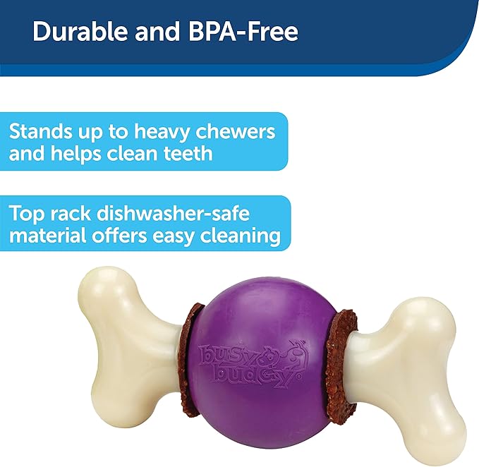 PetSafe Busy Buddy Bouncy Bone - 3-in-1 Adjustable Slow Feeder Toy with Refillable Treat Rings - Cleans Teeth & Gums, Cures Boredom & Slows Down Eating Habits - Medium/Large - for Dogs 50-90 lb