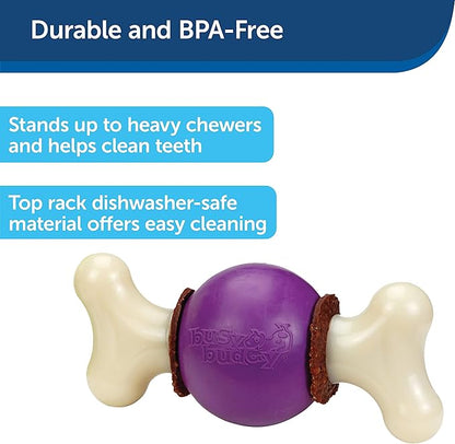PetSafe Busy Buddy Bouncy Bone - 3-in-1 Adjustable Slow Feeder Toy with Refillable Treat Rings - Cleans Teeth & Gums, Cures Boredom & Slows Down Eating Habits - Medium/Large - for Dogs 50-90 lb
