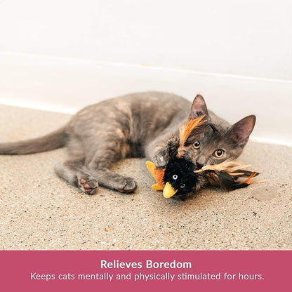Pet Craft Supply Kitty Condor Crazy Catnip, Funny Cuddling Chasing Hunting Irresistible Stimulating Soft Plush Boredom Relief Interactive Cat Toy with Realistic Feathers, All Breed Sizes (Pack of 2)