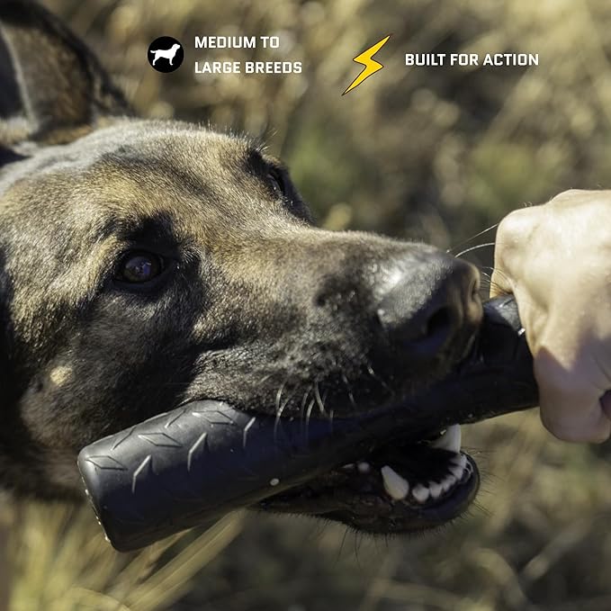 Monster K9 Virtually Indestructible Stick Dog Toy - Lifetime Replacement - Durable for Aggressive Chewers - Safe Non-Toxic Natural Rubber - Chew Tug Fetch - Tough Heavy Duty -, USA Made, 9" x 2"