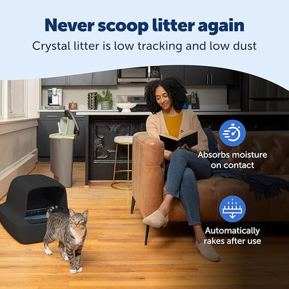 PetSafe ScoopFree Crystal Pro Self-Cleaning Cat Litter Box System – Enclosed Front-Entry – Advanced Odor Control – Includes 1 Disposable Crystal Litter Tray – Black (ZAL00-18159)