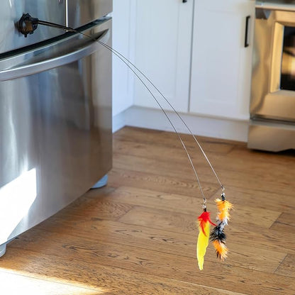 2 Cat Toy + 9 Feather Lures Interactive Cat Toys For Indoor Cats Interactive Kiteen Toys Enrichments For Boared Indoor Adult Cats Kittens Suction Cup Juguetes Para Gatos Teaser Feather Wand