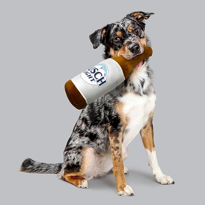 design LAB, Inc. Busch Light Beer Dog Toy | Official Merchandise Beer Bottle Squeaky Plush Toy for Dogs | 17 inch XL Extra Large Novelty Dog Toys for Fun and Fetch