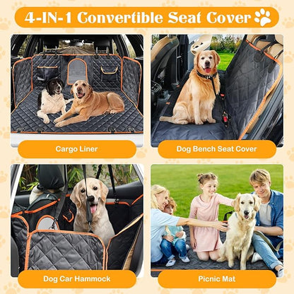 Dog Seat Cover for Tundra/Tacoma/Silverado/Nissan Frontier, 4-in-1 600D Scratchproof Pet Seat Cover Waterproof Dog Hammock Backseat Protection for Trucks (X-Large (60" W x 64" L))