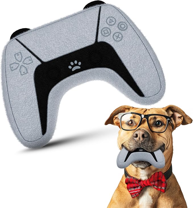 Video Game Controller Parody Dog Toy – Funny Squeaky Dog Toys for Interactive Play and Training – Durable, Easy to Clean, Birthday Gifts for Small, Medium and Large Dogs