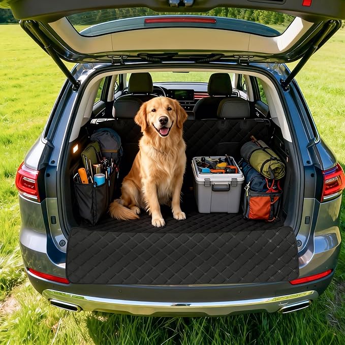 SUV Cargo Liner for Dogs, Waterproof Pet Cargo Cover Dog Seat Mat for SUVs Sedans Vans with Bumper Flap Protector, Non-Slip, Large Size Universal Fit