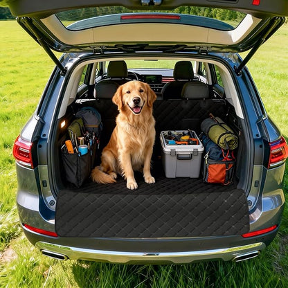 SUV Cargo Liner for Dogs, Waterproof Pet Cargo Cover Dog Seat Mat for SUVs Sedans Vans with Bumper Flap Protector, Non-Slip, Large Size Universal Fit