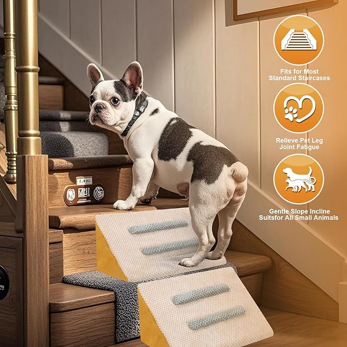 1pack Dog Stairs,Dog Ramp for Stairs Pet Steps with Non-Slip Mat and Anti-Slip Stickers Grippy Carpet Surface for Dog Paws for Any Staircase Pet Ramp for Small Dogs Cats Senior Pets Injured Dogs