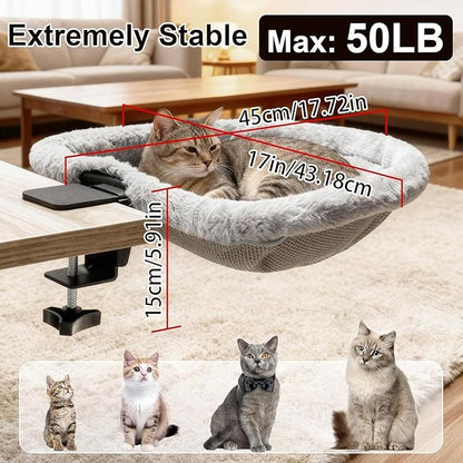 Desktop Cat Hammock Bed, Small Kitten Table Perch, Space-Saving for Living Room Indoor Office Home Bedroom Table Rest Play Gear Power Electric Unit Accessory Blower Personal Tool Box Kit Household