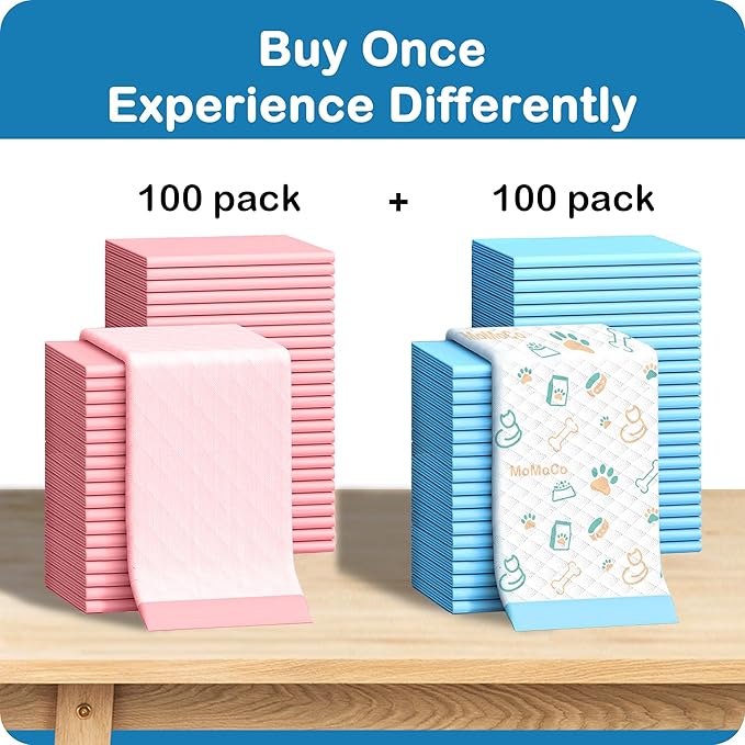 200 Count Dog Training Pads - 23"x23" Leak-Proof 6-Layer Puppy Pee Pads, Super Absorbent Potty Pads with Instant Dry Gel, Bulk Value Pack for Dogs & Cats (100 Pattern + 100 Pink)