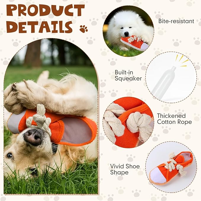 5 Pack Dog Chew Toys Shoes Shape Interactive Rope Tug of War Dog Toys Durable and Safe Playing Shoes for Small Medium Large Dogs