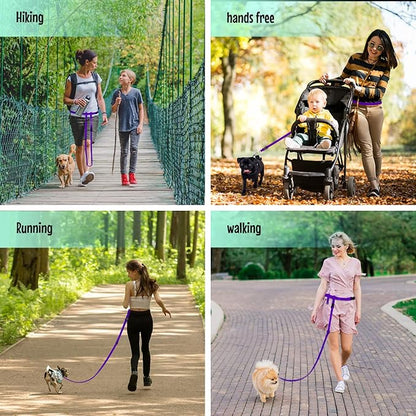 The Buddy System Hands Free Dog Leash, Adjustable Leash for Running, Jogging, Training and Service Dogs, Great for Small, Medium and Large Dogs, Made in USA (Purple, Small Dog System (Large Belt))