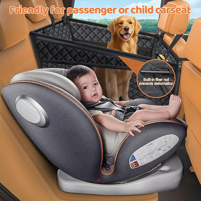 URPOWER Hard Bottom Dog Car Seat for Large Medium Dogs, Dog Back Seat Extender with 3-Sided Hard Boards, Waterproof Pet Backseat Cover Dogs Hammock for Large Cars, Trucks and SUVs, Holds up to 200 lbs