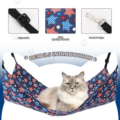 Cat Hammock for Cage Hanging Reversible 2Pack,Pet Hammock Bed Adjustable,Soft Sleeping Hammock for Cats,Ferret,Puppy,Rabbits,Small Animals (L, Stars)